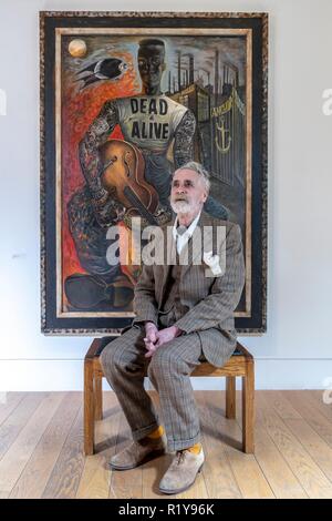 Edinburgh, Großbritannien. 15. Nov 2018. In diesem Winter eine Ausstellung von neuen Gemälde, Zeichnungen und Drucke durch eine von Schottlands berühmtesten Künstler, John Byrne RSA, zu sehen in der Galerie. Byrne's eigenwilligen Stil hat ihn in den letzten Jahren erhebliche Bekanntheit gebracht. Titel Rogues' Gallery präsentiert die Ausstellung eine Besetzung von Motley Zeichen, aus Erinnerungen von Byrne's Kindheit aufgewachsen in Paisley mit seinem riesigen Phantasie kombiniert. Die Ausstellung wird am 17. November 2018 Credit: Rich Dyson/Alamy leben Nachrichten Stockfoto