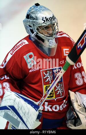 Liberec, Tschechische Republik. 16 Apr, 2009. Euro Hockey Tour, Schweden vs Tschechien, 1:2, Liberec, CZ. Der Tschechischen Republik Jakub Stepanek, Torwart bei der Euro Hockey Tour Eishockeymatch in Liberec, 16. April 2009./PSPA/Credit: Slavek Slavek Ruta Ruta/ZUMA Draht/Alamy leben Nachrichten Stockfoto