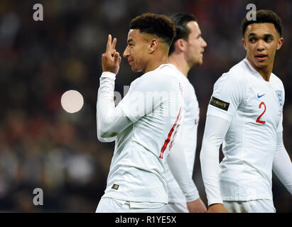 London, Großbritannien. 15. November 2018. Jesse Lingard von England feiert zählen die öffnung Ziel des Spiels England V USA ENGLAND V USA, INTERNATIONAL FREUNDLICH 15. November 2018 GBD 12908 INTERNATIONALE FREUNDLICH STRENG redaktionelle Verwendung. Credit: Allstar Bildarchiv/Alamy leben Nachrichten Stockfoto