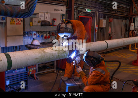 Pipeline Schweißer Stockfoto