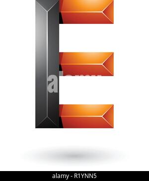 Vector Abbildung: Schwarz und Orange Pyramide wie geometrische Buchstaben E isoliert auf weißem Hintergrund Stock Vektor