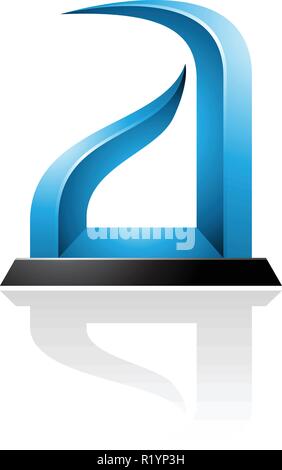Vector Illustration von blauen und schwarzen Schleife - wie geprägte Brief einer isoliert auf weißem Hintergrund Stock Vektor