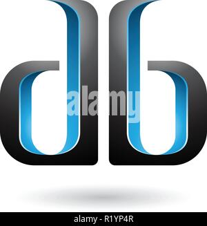 Vector Illustration von Blau und Schwarz Doppelseitige D und B Buchstaben isoliert auf weißem Hintergrund Stock Vektor
