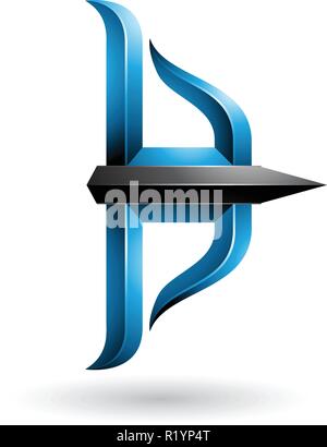 Vector Illustration von Blau und Schwarz geprägte Pfeil und Bogen isoliert auf weißem Hintergrund Stock Vektor