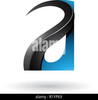 Vector Illustration von Blau und Schwarz glänzend Curvy geprägte Brief einer isoliert auf weißem Hintergrund Stock Vektor