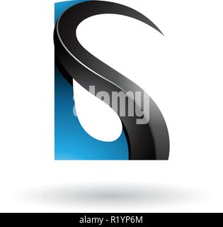 Vector Illustration von Blau und Schwarz glänzend Curvy geprägten Buchstaben G isoliert auf weißem Hintergrund Stock Vektor