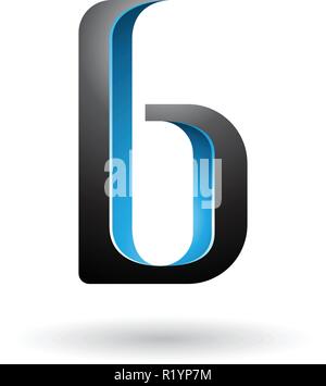 Vector Illustration von Blau und schwarz schattierte Buchstaben B isoliert auf weißem Hintergrund Stock Vektor