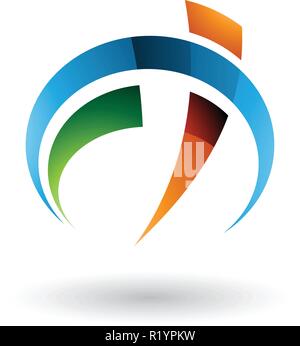 Vector Illustration von Blau und Orange Auto Gauge geformten Buchstaben F und T isoliert auf weißem Hintergrund Stock Vektor