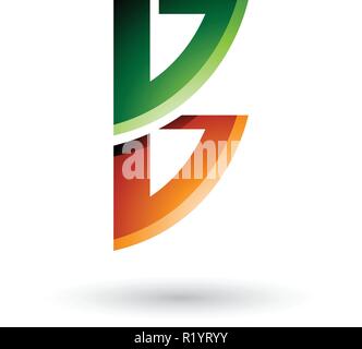 Vector Abbildung: Grün und Orange Bug wie Form des Buchstaben B isoliert auf weißem Hintergrund Stock Vektor