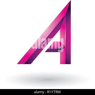 Vector Illustration von Magenta Bold und Kurvig geometrische Brief einer isoliert auf weißem Hintergrund Stock Vektor