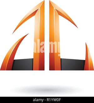 Vector Illustration von Orange und Schwarz Pfeilförmigen A und C Buchstaben isoliert auf weißem Hintergrund Stock Vektor