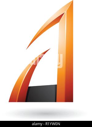 Vector Illustration von Orange und Schwarz Pfeilförmigen Brief einer isoliert auf weißem Hintergrund Stock Vektor