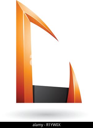 Vector Illustration von Orange und der schwarze Pfeil geformten Buchstaben C isoliert auf weißem Hintergrund Stock Vektor