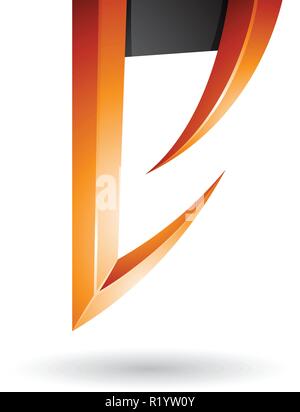 Vector Illustration von Orange und der schwarze Pfeil geformten Buchstaben E isoliert auf weißem Hintergrund Stock Vektor