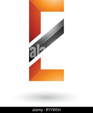 Vector Illustration von Orange und Schwarz Buchstabe E mit einer diagonalen Linie isoliert auf weißem Hintergrund Stock Vektor