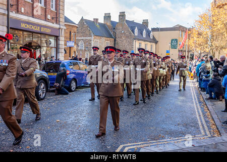 Northampton, Großbritannien. 11. November 2018. Northampton ehrt Mitglieder der bewaffneten Kräfte, die ihr Leben in der Linie der Aufgabe mit einer Erinnerung verloren haben. Stockfoto