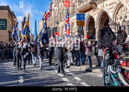 Northampton, Großbritannien. 11. November 2018. Northampton ehrt Mitglieder der bewaffneten Kräfte, die ihr Leben in der Linie der Aufgabe mit einer Erinnerung verloren haben. Stockfoto