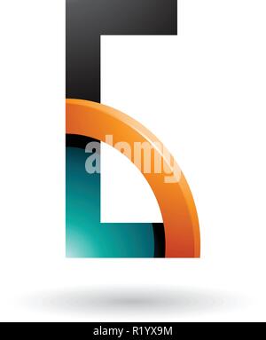 Vector Illustration der Persischen Grün und Orange Buchstaben G mit einer glänzenden Viertel Kreis auf weißem Hintergrund Stock Vektor