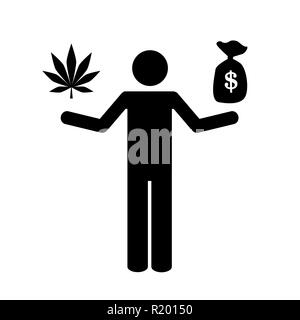 Person macht Geld mit Cannabis Piktogramm Vektor-illustration EPS 10. Stock Vektor