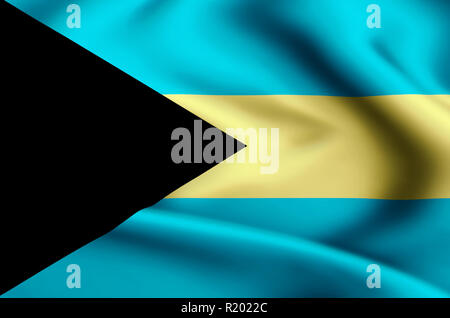 Bahamas moderne und realistische closeup flag Abbildung. Perfekt für Hintergrund oder Textur. Stockfoto