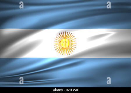 Argentinien 3D wehende Flagge Abbildung. Textur kann als Hintergrund verwendet werden. Stockfoto
