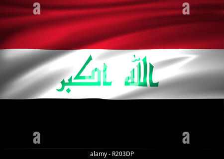 Irak 3D wehende Flagge Abbildung. Textur kann als Hintergrund verwendet werden. Stockfoto