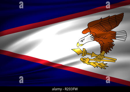 Amerikanisch-samoa 3D wehende Flagge Abbildung. Textur kann als Hintergrund verwendet werden. Stockfoto