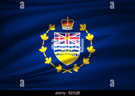 Der Vizegouverneur von British Columbia 3D wehende Flagge Abbildung. Textur kann als Hintergrund verwendet werden. Stockfoto