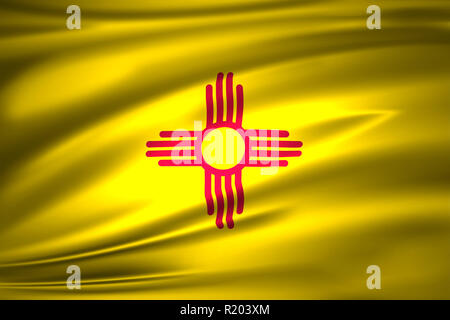 New Mexico 3D wehende Flagge Abbildung. Textur kann als Hintergrund verwendet werden. Stockfoto