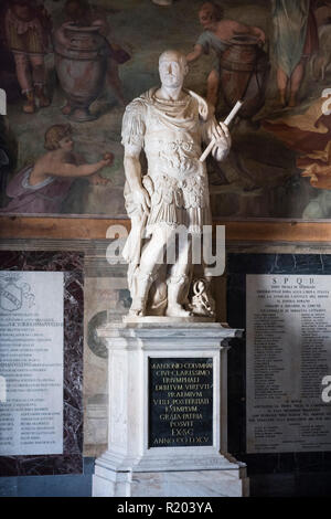 Rom. Italien. Statue von Marco Antonio Colonna, 1595, trug römischen Militär Kostüm, Künstler unbekannt, Halle der Fürsten Kapitolinischen Museen. Musei Ca Stockfoto