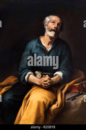 St Peter in Tränen (San Pedro de Lágrimas) von Bartolomé-Esteban Murillo (1617-1682), Öl auf Leinwand, 1650-55 Stockfoto