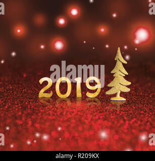 Satz von gold glänzend Ziffern auf Glitzer Hintergrund. Neues Jahr 2018 Hintergrund. Weihnachten Stockfoto