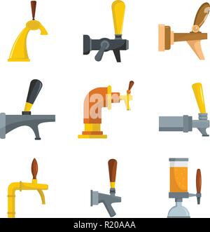 Bier Symbole festlegen tippen. Flache Abbildung: 9 Bier vektor Symbole tippen für Web Stock Vektor