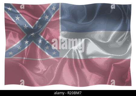 Die Flagge der USA Bundesstaat Mississippi im Wind flatterte. Stockfoto