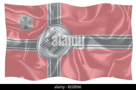 Die NS-Seide Flagge als im Zweiten Weltkrieg verwendet zwei im Wind flatterte. Stockfoto