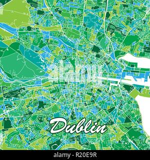 Bunte Dublin Karte. Vector Illustration Vorlage für Wand Kunst und Marketing im quadratischen Format. Stock Vektor