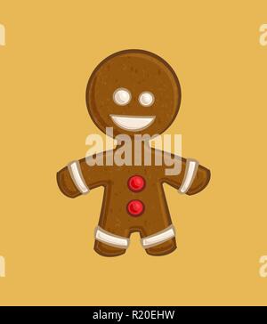 Cartoon Illustration eines Gingerbread Man. Vektor Icon: Linien, Farben, Schatten und Lichter ordentlich in klar definierten Schichten und Gruppen Stock Vektor