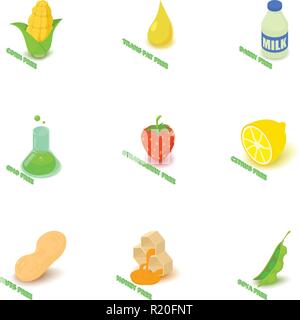 Vitamin essen Symbole gesetzt, isometrische Stil Stock Vektor