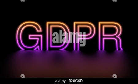 Bipr text auf Neon leuchtenden Leds 3D-Rendering Stockfoto