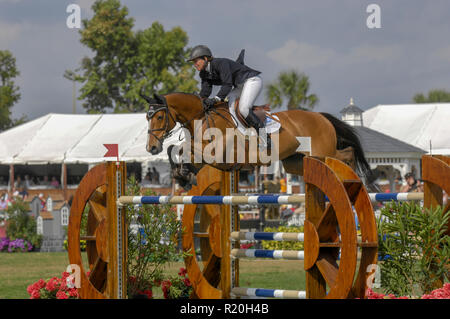 Beezie Madden (USA), Integrität, CSI-W Wellington, im Februar 2007, Bainbridge Leerlauf Würfel Classic, CSI-W Stockfoto