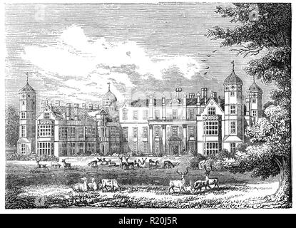 Cobham Hall ist jetzt eine unabhängige Tag und Internat für Mädchen in Cobham, Kent. Die Schule ist in einem Tudor ära Herrenhaus untergebracht und befindet sich auf einem 150 Hektar großen historischen Parklandschaft am Rande der Kent Downs. Es ist ein Herrenhaus, das auf der Website seit dem 12. Jahrhundert. Das Gebäude besteht aus einem Paar Tudor Flügel für den 10 Baron Cobham im 16. Jahrhundert gebaut und einem späteren klassischen zentralen Block, das "Cross Wing", der 1661 umgebaut - 63 von Peter Mühlen von London für das 3. Herzog von Richmond. Stockfoto