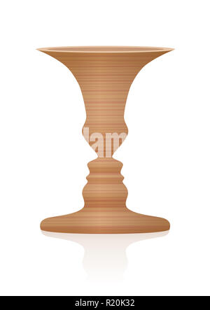 Vase mit zwei Gesichter im Profil, optische Täuschung. Holz- texturierte dreidimensionale Schiff. In der Psychologie als Identifikationsfigur von Hintergrund bekannt. Stockfoto