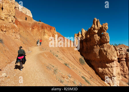 Wanderer auf dem Queen's Garden Trail, Bryce Canyon National Park, Utah, USA. Stockfoto