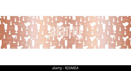 Rose Gold Folie cocktail Glas nahtlose Grenze Stock Vektor