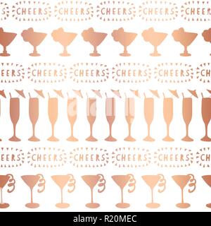 Rose Gold Folie cocktail Glas vector Pattern Stock Vektor