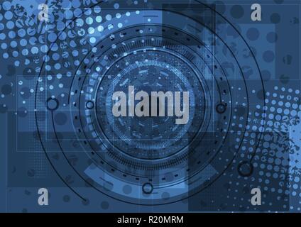 Dunkelblau grunge Technologie Hintergrund. Vector hi-tech-geometrischen Design Stock Vektor