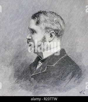 William Schwenck Gilbert (1836-1911) Britischer Humorist. Librettist und Partner von Arthur Sullivan im Licht Opern unter D'Oyly Carte des managemenrt produziert. Gilbert im Alter von 42 Jahren. Stockfoto