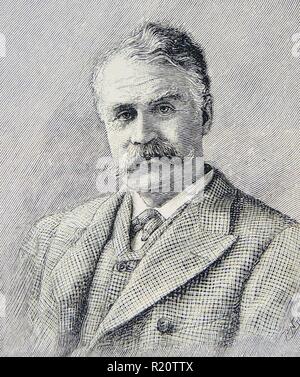 William Schwenck Gilbert (1836-1911) Britischer Humorist. Librettist und Partner von Arthur Sullivan im Licht Opern unter D'Oyly Carte des managemenrt produziert. Gilbert im Alter von 55. Stockfoto