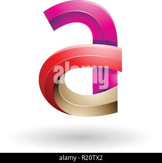 Vector Illustration von Magenta und Rot 3d-Bold Curvy Brief einer isoliert auf weißem Hintergrund Stock Vektor
