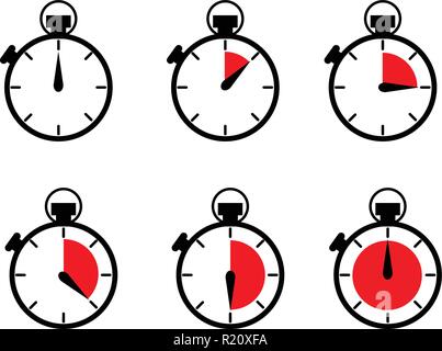 Chronometer timer Sammlung vektor Symbol weiß und rot Stock Vektor